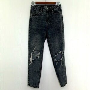 Wild Fable - Stonewashed Highest Rise Mom Black Distressed Jeans Size 2
